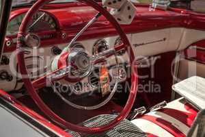 Red and White 1955 Ford Crown Victoria Skyliner at the 10th Annu