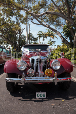 Red 1954 MG TF at the 32nd Annual Naples Depot Classic Car Show