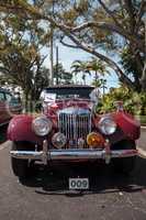 Red 1954 MG TF at the 32nd Annual Naples Depot Classic Car Show