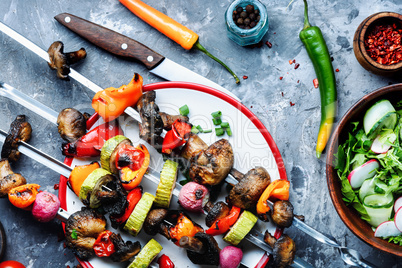 Grilled vegetables skewers kebab