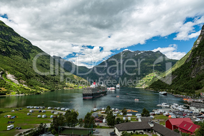 Geiranger at the end of the Sunnylvsfjorden, Norway