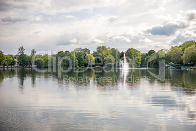Castle pond with reflection of Chemnitz
