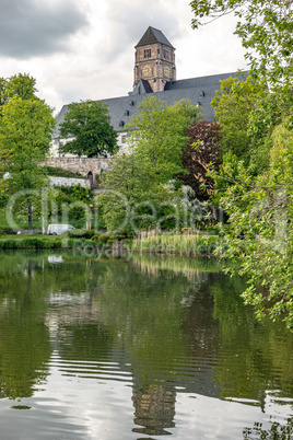 Castle pond with church of Chemnitz