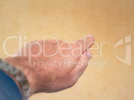 Man's hand with outstretched index finger
