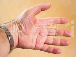Man's hand with outstretched fingers