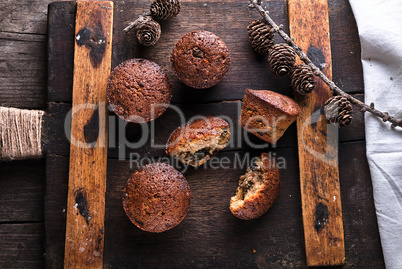 baked small cupcakes with dried fruits