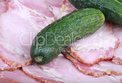 cucumber on ham meat