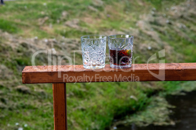 Two glasses of  whiskey in outdoor