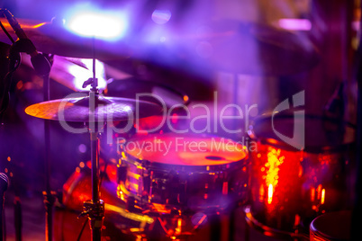 Drumkit in abstract multicolored light