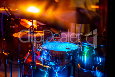 Drumkit in abstract multicolored light