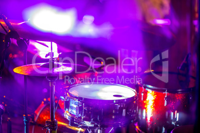 Drumkit in abstract multicolored light