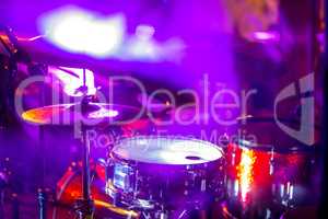 Drumkit in abstract multicolored light