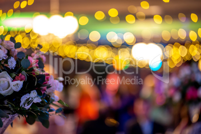 Bridal flowers bouquet on colorful light background