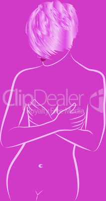 Illustration of a young girl. Stop breast cancer awareness