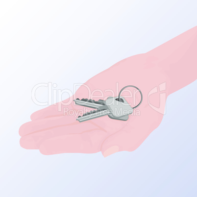 Keys in the hand vector illustration