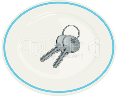 Keys on the plate vector illustration