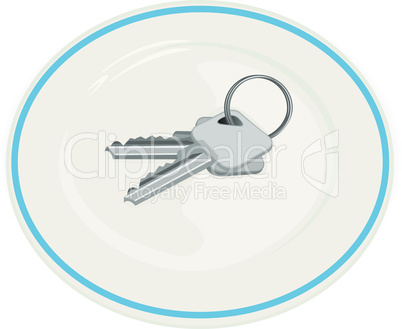 Keys on the plate vector illustration