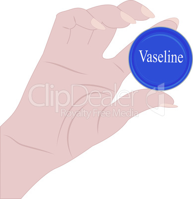 Tin of Vaseline in a hand vector illustration