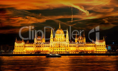 Illuminated Budapest Parliament