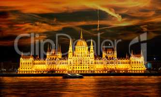 Illuminated Budapest Parliament