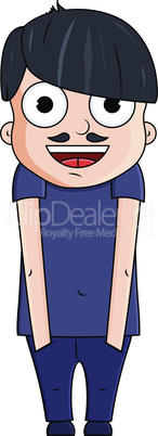 Cute cartoon young man with happy emotions. Vector illustration