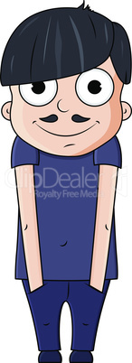 Cute cartoon young man with happy emotions. Vector illustration