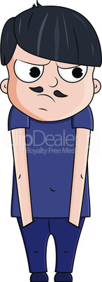 Cute cartoon young man with jealous emotions. Vector illustration