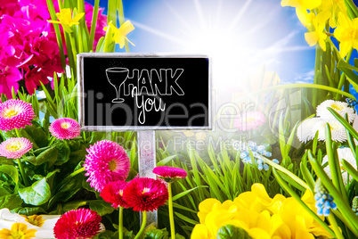 Sunny Spring Flower Meadow, Calligraphy Thank You
