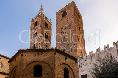 Towers in the medieval village of Albenga