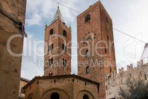 Towers in the medieval village of Albenga