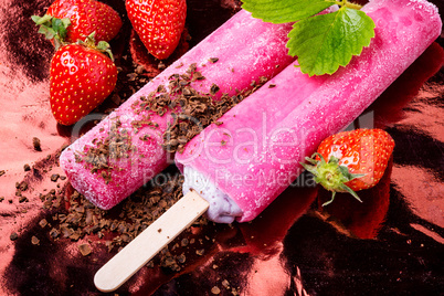 Strawberry ice cream or popsicles