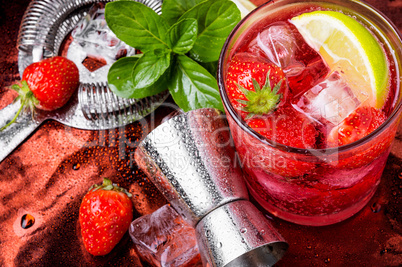 Alcoholic strawberry cocktail