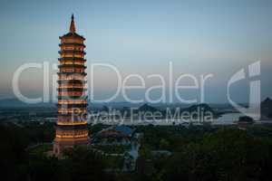 Evening view of Bai Dinh Pagoda in Ninh Binh, Vietnam