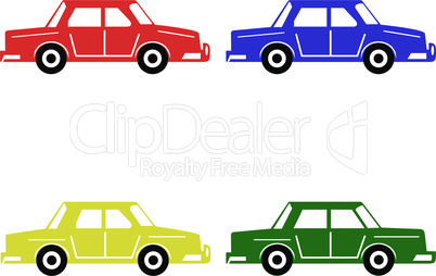 Set of 4 colorful cars