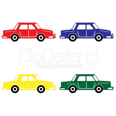 Set of 4 colorful cars
