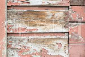 Weathered Wood Panel Wall With Peeling Paint Textured Background