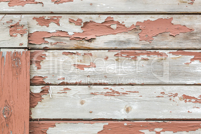 Weathered Wood Panel Wall With Peeling Paint Textured Background