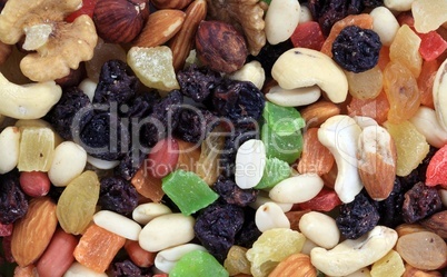 set of dried fruit at dry sunny summer day