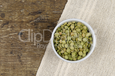 dried green pea in half