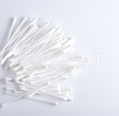 plastic sticks with white cotton for ear cleaning
