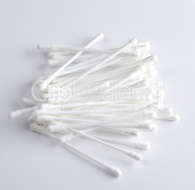 plastic sticks with white cotton for ear cleaning and other hygi