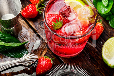 Alcoholic strawberry cocktail