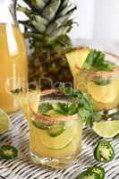 Spicy pineapple margarita with jalapeno