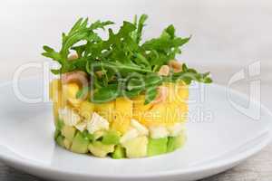 Salad with avocado, mango and mozzarella