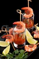 Appetizer shrimp with chorizo sausage