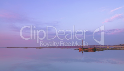 Panoramic view of the salt lake at sunset