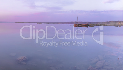 Panoramic view of the salt lake at sunset