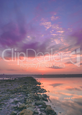 Panoramic view of the salt lake at sunset