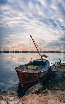 Panoramic view of the salt lake at sunset