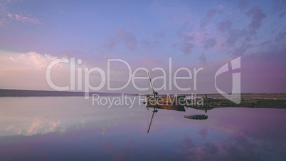 Panoramic view of the salt lake at sunset